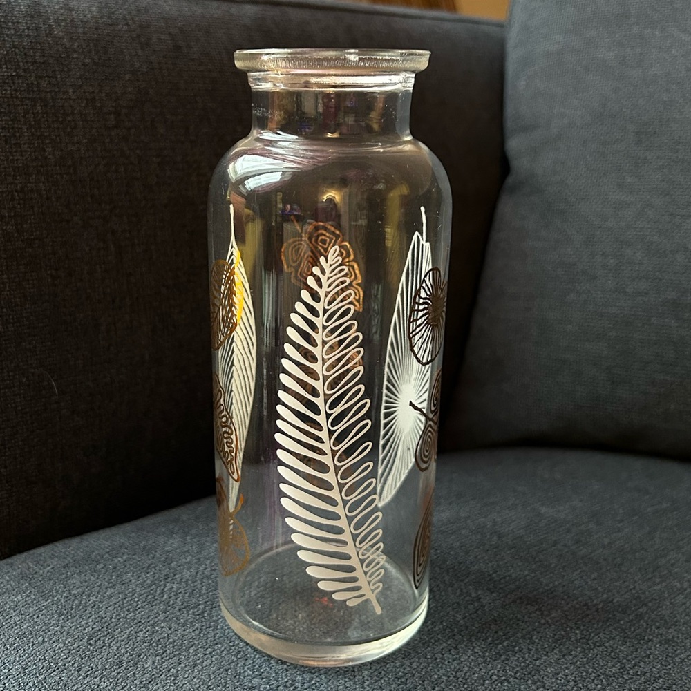 MCM Vintage Cresca 1956 Pascall Sweets Candy Gold Apothecary Jar Leaf (No Lid)